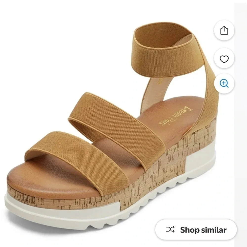 Open toe ankle strap casual platform espadrilles wedge sandals